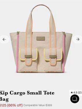 kate spade Beige Tote with Pink, Peach and Yellow Trim